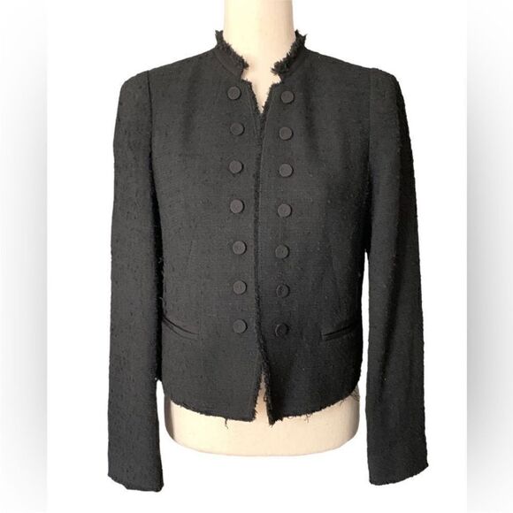 Rebecca Taylor Black Tweed Open Cropped Blazer | Size 6 - Picture 1 of 8